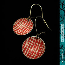 Load image into Gallery viewer, Red Picnic Blanket Tiny Dot Tin Earrings