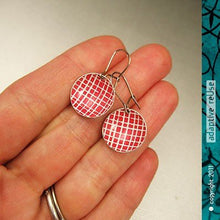Load image into Gallery viewer, Red Picnic Blanket Tiny Dot Tin Earrings