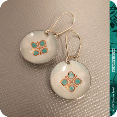 Teal & Gold Avon Tiny Dot Slow Fashion Tin Earrings