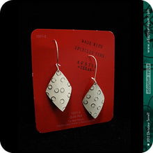 Load image into Gallery viewer, Silver Circles on Snowy White Diamonds Upcycled Tin Earrings