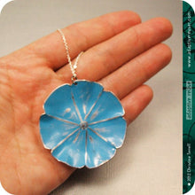 Load image into Gallery viewer, Blue Flower Zero Waste Tin Necklace