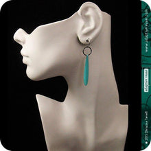 Load image into Gallery viewer, Bedstraw on Blue Long Teardrop Upcycled Tin Earrings