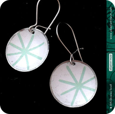 Pale Aqua Asterisks Upcycled Tiny Dot Earrings 20th Birthday Gift