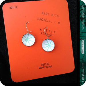Pale Aqua Asterisks Upcycled Tiny Dot Earrings 20th Birthday Gift
