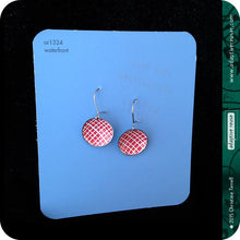 Load image into Gallery viewer, Etched Silver Heart on Soft Pink Tiny Dot Tin Earrings