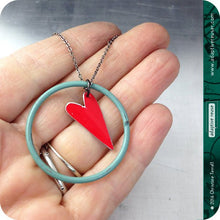 Load image into Gallery viewer, Heart Ring Pendant Upcycled Tin Necklace 30th Birthday Gift
