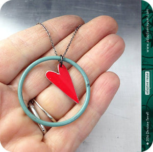Heart Ring Pendant Upcycled Tin Necklace 30th Birthday Gift