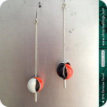 Load image into Gallery viewer, Red, Black &amp; White Tiny Sphere Zero Waste Tin Earrings