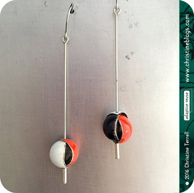 Red, Black & White Tiny Sphere Zero Waste Tin Earrings