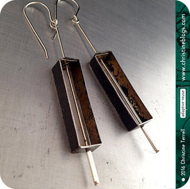 Black Rectangle Outline Zero Waste Tin Earrings