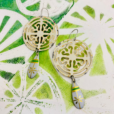 Open Mandala Golden Seeds Upcycled Tin Earrings