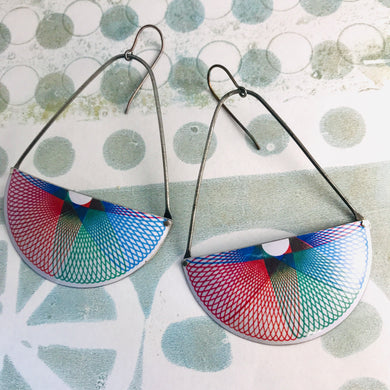 Spirograph Two Semicircle Large Fan Dangle Earrings