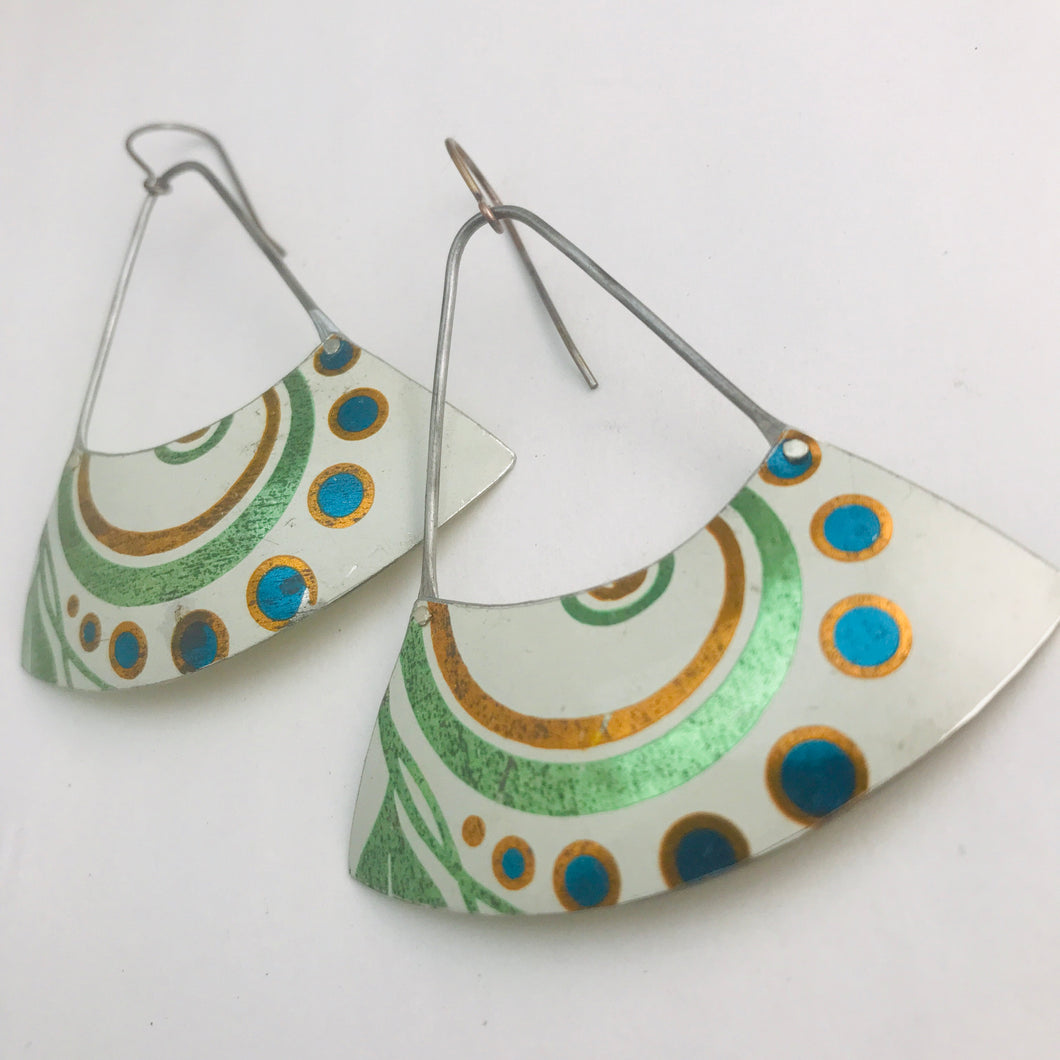 Vintage Swirls Recycled Tin Earrings Tin Anniversary Gift