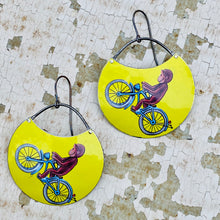 Load image into Gallery viewer, Curious George Wheelies Circles Upcycled Tin Earrings