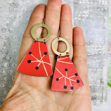 Load image into Gallery viewer, Deep Crimson Mod Berries Small Fans Tin Earrings