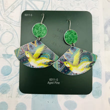 Load image into Gallery viewer, Green Hummingbirds Upcycled Tin Earrings