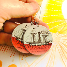 Load image into Gallery viewer, Biscotti Ships Big Circle Tin Earrings