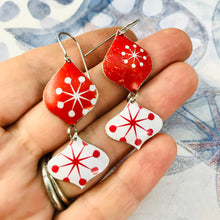 Load image into Gallery viewer, Retro Red Mod Asterisks Rex Ray Zero Waste Tin Earrings