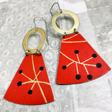 Load image into Gallery viewer, Deep Crimson Mod Berries Small Fans Tin Earrings