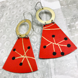 Deep Crimson Mod Berries Small Fans Tin Earrings