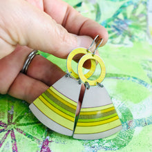 Load image into Gallery viewer, Retro Stripes Small Fans Tin Earrings