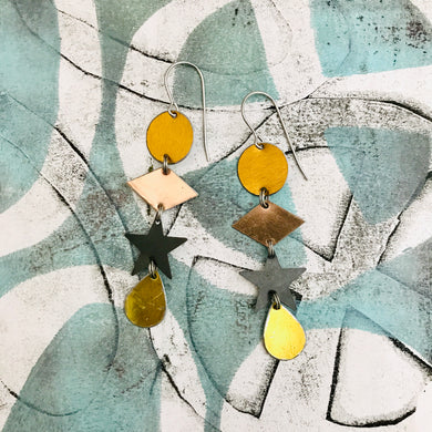 Mixed Golds & Charcoal Lucky Charms Zero Waste Tin Earrings