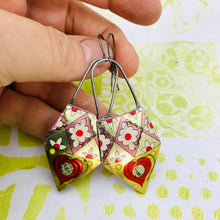 Load image into Gallery viewer, Santa Fe Red Hearts Dangle Tin Earrings