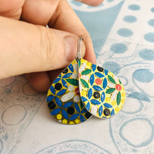 Load image into Gallery viewer, Bright Mosaic Upcycled Teardrop Tin Earrings