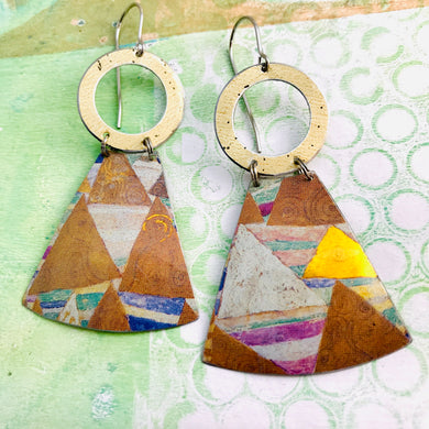 Klimt Triangles Small Fans Zero Waste Tin Earrings