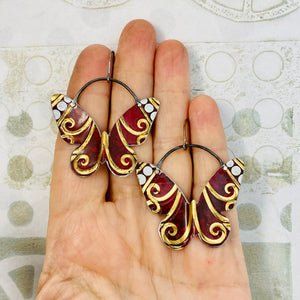 Golden Spiral Butterflies Upcycled Tin Earrings