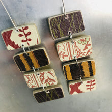 Load image into Gallery viewer, Mixed Cinnamon &amp; Chocolate Rectangles Recycled Book Cover Earrings