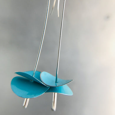Bright Aqua Radio Waves Zero Waste Tin Earrings