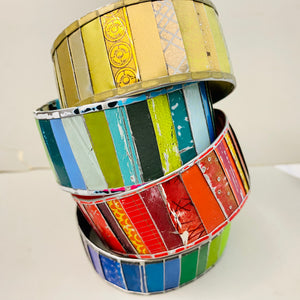 Golden Fenced Upcycled Tesserae Tin Cuff