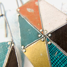 Load image into Gallery viewer, Seaside Vacation Long Hexagon Tesserae Arched Wire Tin Earrings