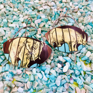 Elephant & Rhino Upcycled Tin Earrings