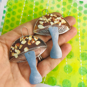 Groovy Chocolate Bark Mushrooms Zero Waste Tin Earrings