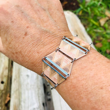 Load image into Gallery viewer, Speckled Trapezoids Upcycled Tin Bracelet