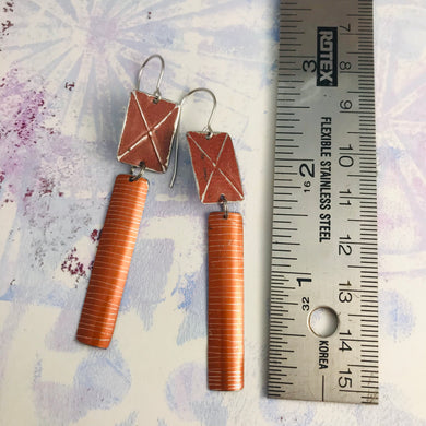 RESERVED Rustic Bark & Open Hearted Zero Waste Tin Earrings