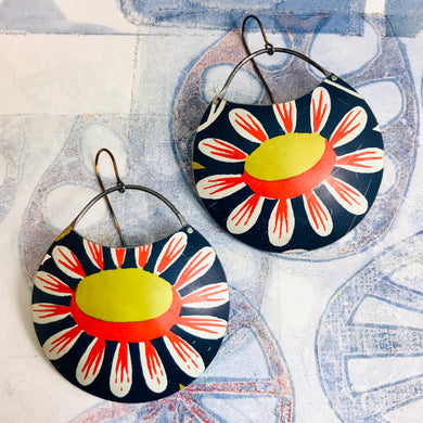 Big Daisies Upcycled Circle Earrings