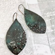 Load image into Gallery viewer, Chocolate &amp; Patina Long Pod Tin Earrings