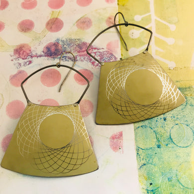 Silver Spirograph on Ecru Zero Waste Tin Earrings