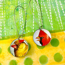 Load image into Gallery viewer, Cardinal Couple Large Basin Tin Earrings