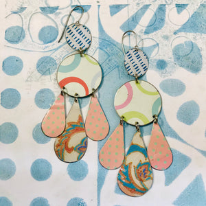 Pastels Circle & Dashed Zero Waste Tin Chandelier Earrings