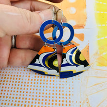 Load image into Gallery viewer, Blue Waves Small Fans Zero Waste Tin Earrings