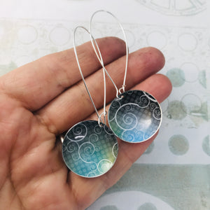 Swirly Charcoal and Cools Large Basin Tin Earrings