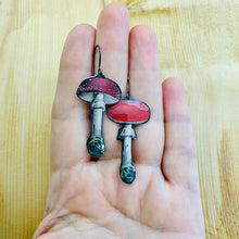 Load image into Gallery viewer, Little Red Mushrooms Upcycled Tin Earrings