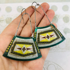 Vintage Emerald & Gold Recycled Tin Earrings