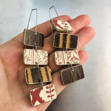 Load image into Gallery viewer, Mixed Cinnamon &amp; Chocolate Rectangles Recycled Book Cover Earrings
