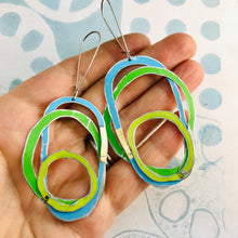 Load image into Gallery viewer, All Cools and Touch of Gold Scribbles Upcycled Tin Earrings