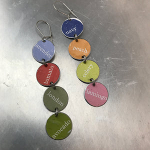 Little Color Names Multi Circles Upcycled Tin Earrings